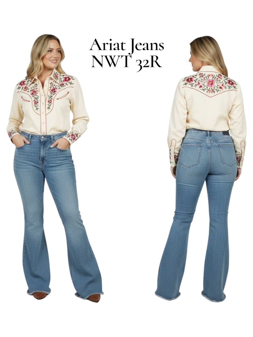 NWT Ariat Light Blue High-Rise Flare Jeans Size 32R
